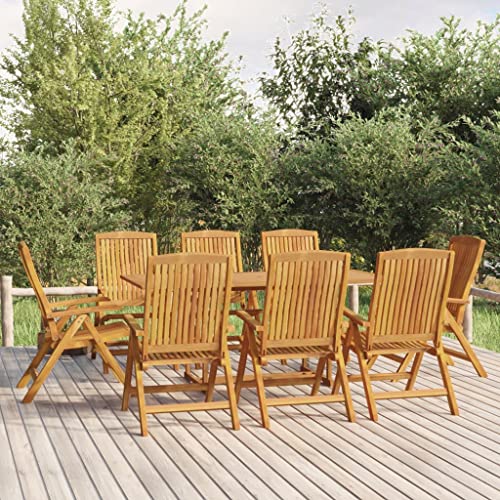 LVHUIDEH 9er Set Gartenmöbel, Garten-Essgruppe, Sitzgruppe, Wetterfest, Terassenmöbel für Garten Terrasse Balkon, Massivholz Teak von LVHUIDEH