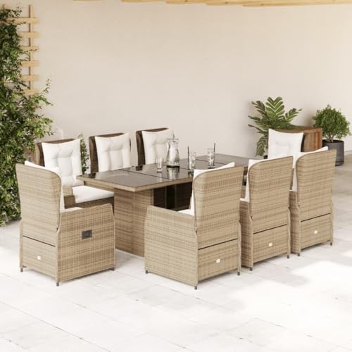 LVHUIDEH 9er Set Gartenmöbel, Garten-Essgruppe mit Kissen, Sitzgruppe, Wetterfest, Terassenmöbel für Garten Terrasse Balkon, Beige Poly Rattan LVHUIDEH 9er Set Gartenmöbel, Garten-Essgruppe mit Kissen, Sitzgruppe, Wetterfest, Terassenmöbel für Garten Terrasse Balkon, Beige Poly Rattan von LVHUIDEH