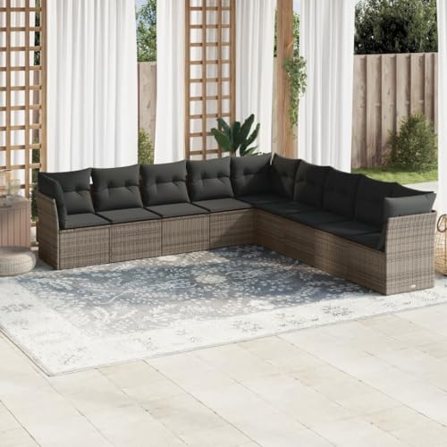 LVHUIDEH 9er Set Gartenmöbel, Garten-Sofagarnitur mit Kissen, Sitzgruppe, Wetterfest, Terassenmöbel für Garten Terrasse Balkon, Grau Poly Rattan LVHUIDEH 9er Set Gartenmöbel, Garten-Sofagarnitur mit Kissen, Sitzgruppe, Wetterfest, Terassenmöbel für Garten Terrasse Balkon, Grau Poly Rattan von LVHUIDEH