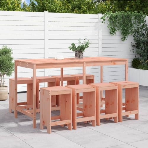LVHUIDEH 9er Set Gartenmöbel, GartenBistro-Set,Sitzgruppe, Wetterfest, Terassenmöbel für Garten Terrasse Balkon, Massivholz Douglasie von LVHUIDEH