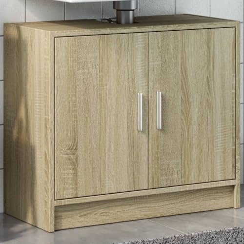 LVHUIDEH Badezimmerschrank mit 2 Türen, Bad-Unterschrank, Waschbeckenunterschrank, Aufbewahrungsschrank für Toilette Badezimmer, 63 x 29 x 55 cm, Holzwerkstoff von LVHUIDEH