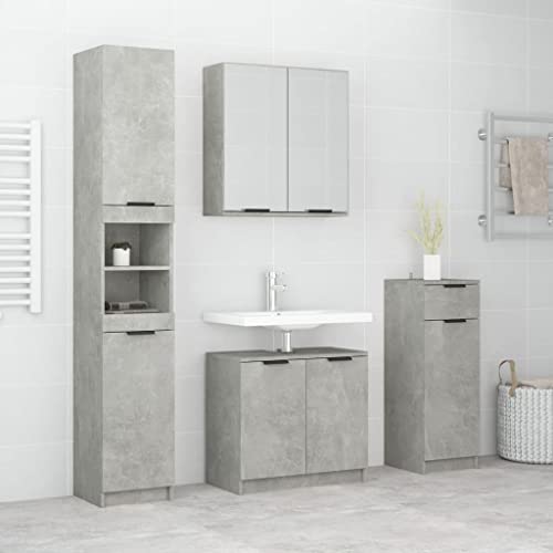 LVHUIDEH Badmöbel-Set(Unterschrank + Hochschrank + Standschrank + Spiegelschrank Kombination), Moderner Stil, 4er Set, 64.5 x 33.5 x 59 cm, Holzwerkstoff + Glas von LVHUIDEH
