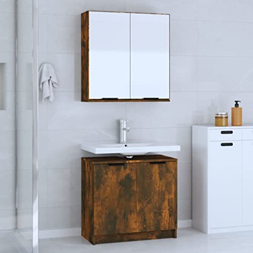 LVHUIDEH Badmöbel-Set(Unterschrank + Spiegelschrank Kombination), Moderner Stil, 2er Set, 64.5 x 33.5 x 59 cm, Holzwerkstoff + Glas von LVHUIDEH