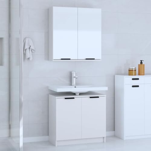 LVHUIDEH Badmöbel-Set(Unterschrank + Spiegelschrank Kombination), Moderner Stil, 2er Set, 64.5 x 33.5 x 59 cm, Holzwerkstoff + Glas von LVHUIDEH