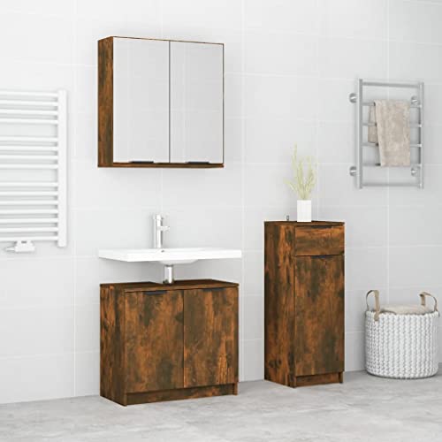 LVHUIDEH Badmöbel-Set(Unterschrank + Standschrank + Spiegelschrank Kombination), Moderner Stil, 3er Set, 64.5 x 33.5 x 59 cm, Holzwerkstoff + Glas von LVHUIDEH