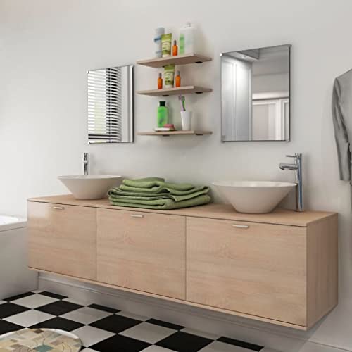 LVHUIDEH Badmöbel-Set - Badezimmermöbel Set(Waschbeckenschrank,Spiegel,Waschbecken,Regal Kombination), Wandmontage, 8er Set, 180 x 45 x 45 cm, Holzwerkstoff von LVHUIDEH
