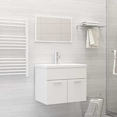LVHUIDEH Badmöbel-Set - Badezimmermöbel Set(Waschbeckenunterschrank + Einbaubecken + Spiegel Kombination), Modernes Design, 3er Set, 60 x 38.5 x 46 cm, Holzwerkstoff + Keramik von LVHUIDEH