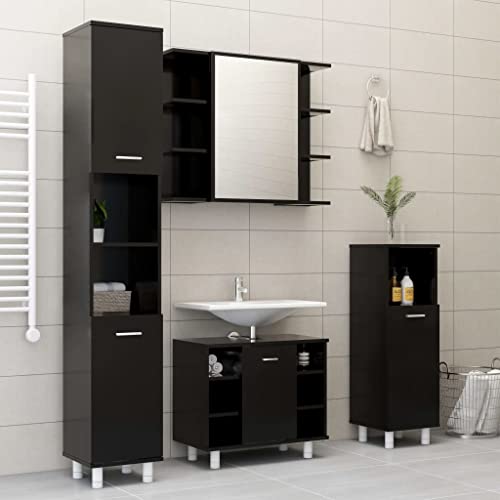 LVHUIDEH Badmöbel-Set - Badezimmermöbel Set(Waschbeckenunterschrank + Hochschrank + Mittlerer Schrank + Spiegelschrank Kombination), Modernes Design, 4er Set, 60 x 32 x 53.5 cm, Holzwerkstoff von LVHUIDEH