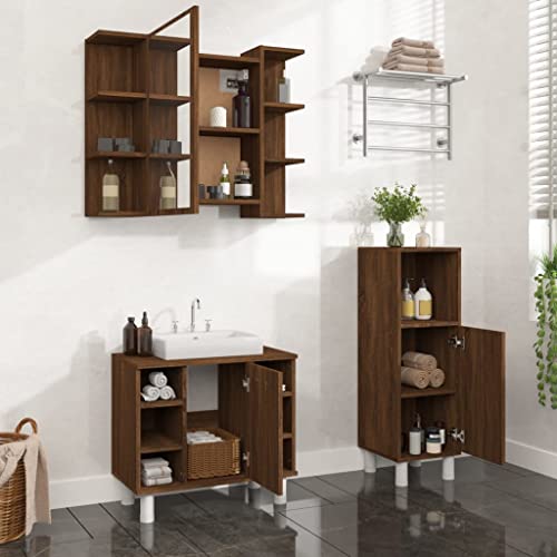 LVHUIDEH Badmöbel-Set - Badezimmermöbel Set(Waschbeckenunterschrank + Mittlerer Schrank + Spiegelschrank Kombination), Modernes Design, 3er Set, 60 x 32 x 53.5 cm, Holzwerkstoff von LVHUIDEH
