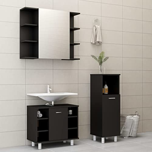 LVHUIDEH Badmöbel-Set - Badezimmermöbel Set(Waschbeckenunterschrank + Mittlerer Schrank + Spiegelschrank Kombination), Modernes Design, 3er Set, 60 x 32 x 53.5 cm, Holzwerkstoff von LVHUIDEH