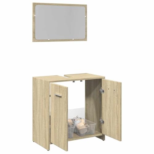 LVHUIDEH Badmöbel-Set - Badezimmermöbel Set(Waschbeckenunterschrank + Spiegel Kombination), Modernes Design, 2er Set, 60 x 33 x 60 cm, Holzwerkstoff + Glas von LVHUIDEH