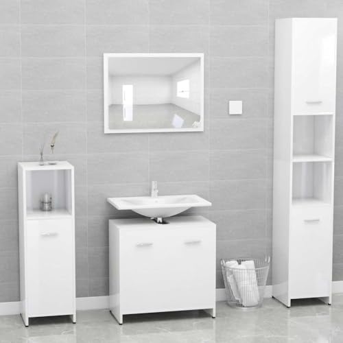 LVHUIDEH Badmöbel-Set - Badezimmermöbel Set(Waschbeckenunterschrank + Spiegel Kombination), Modernes Design, 2er Set, 60 x 33 x 61 cm, Holzwerkstoff + Glas von LVHUIDEH