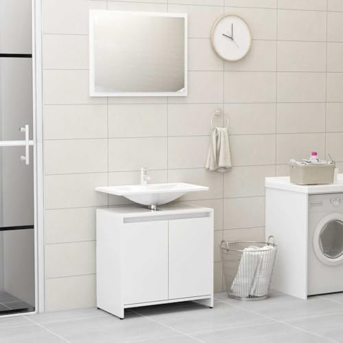LVHUIDEH Badmöbel-Set - Badezimmermöbel Set(Waschbeckenunterschrank + Spiegel Kombination), Modernes Design, 2er Set, 60 x 33 x 61 cm, Holzwerkstoff + Glas von LVHUIDEH