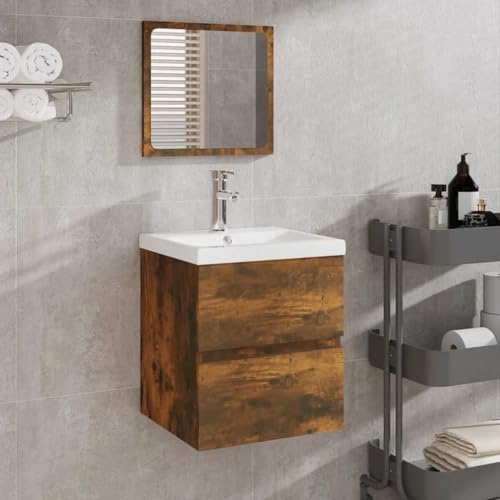 LVHUIDEH Badmöbel-Set - Badezimmermöbel Set(Waschbeckenunterschrank + Spiegel Kombination), Wandmontage, Modernes Design, 2er Set, 41 x 38.5 x 45 cm, Holzwerkstoff + Acryl von LVHUIDEH