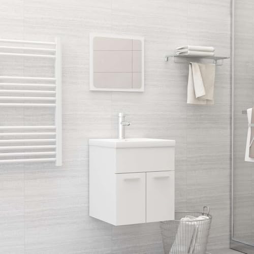 LVHUIDEH Badmöbel-Set - Badezimmermöbel Set(Waschbeckenunterschrank + Spiegel Kombination), Wandmontage, Modernes Design, 2er Set, 41 x 38.5 x 46 cm, Holzwerkstoff + Glas von LVHUIDEH