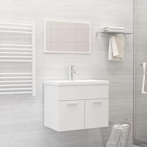 LVHUIDEH Badmöbel-Set - Badezimmermöbel Set(Waschbeckenunterschrank + Spiegel Kombination), Wandmontage, Modernes Design, 2er Set, 41 x 38.5 x 46 cm, Holzwerkstoff + Glas von LVHUIDEH