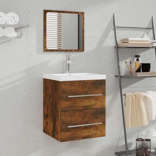 LVHUIDEH Badmöbel-Set - Badezimmermöbel Set(Waschbeckenunterschrank + Spiegel Kombination), Wandmontage, Modernes Design, 2er Set, 41 x 38.5 x 48 cm, Holzwerkstoff + Acryl von LVHUIDEH
