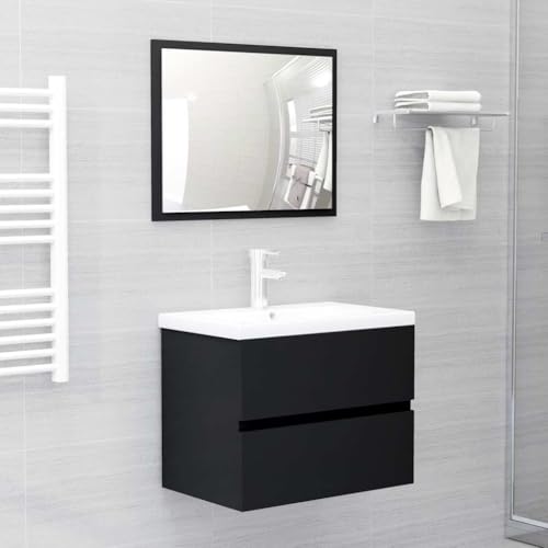 LVHUIDEH Badmöbel-Set - Badezimmermöbel Set(Waschbeckenunterschrank + Spiegel Kombination), Wandmontage, Modernes Design, 2er Set, 60 x 38.5 x 45 cm, Holzwerkstoff + Acryl von LVHUIDEH