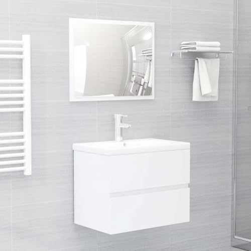LVHUIDEH Badmöbel-Set - Badezimmermöbel Set(Waschbeckenunterschrank + Spiegel Kombination), Wandmontage, Modernes Design, 2er Set, 60 x 38.5 x 45 cm, Holzwerkstoff + Acryl von LVHUIDEH