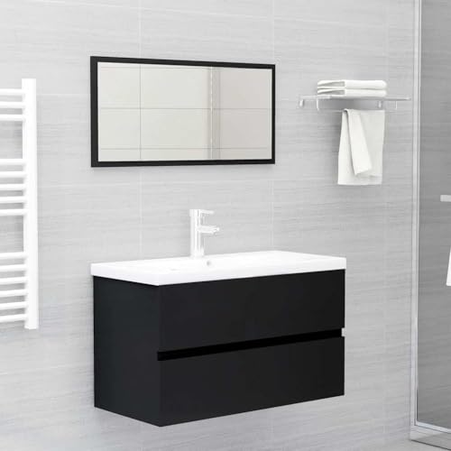 LVHUIDEH Badmöbel-Set - Badezimmermöbel Set(Waschbeckenunterschrank + Spiegel Kombination), Wandmontage, Modernes Design, 2er Set, 80 x 38.5 x 45 cm, Holzwerkstoff + Acryl von LVHUIDEH