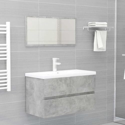 LVHUIDEH Badmöbel-Set - Badezimmermöbel Set(Waschbeckenunterschrank + Spiegel Kombination), Wandmontage, Modernes Design, 2er Set, 80 x 38.5 x 45 cm, Holzwerkstoff + Acryl von LVHUIDEH