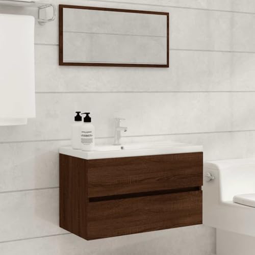 LVHUIDEH Badmöbel-Set - Badezimmermöbel Set(Waschbeckenunterschrank + Spiegel Kombination), Wandmontage, Modernes Design, 2er Set, 80 x 38.5 x 45 cm, Holzwerkstoff + Acryl von LVHUIDEH