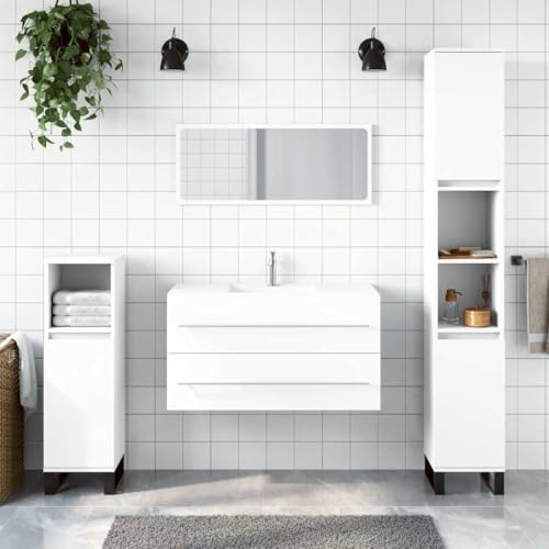 LVHUIDEH Badmöbel-Set - Badezimmermöbel Set(Waschbeckenunterschrank + Spiegel Kombination), Wandmontage, Modernes Design, 2er Set, 90 x 38.5 x 48 cm, Holzwerkstoff + Acryl von LVHUIDEH