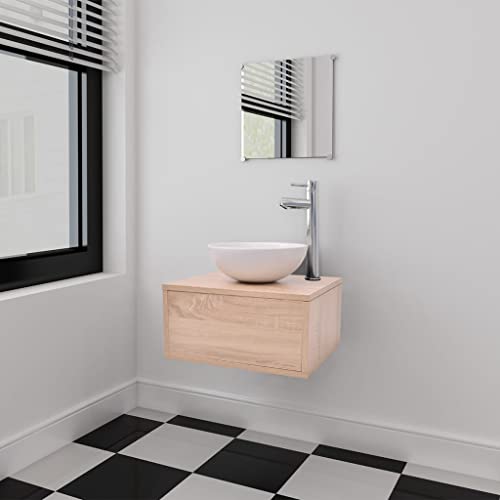 LVHUIDEH Badmöbel-Set - Badezimmermöbel Set(Waschtischunterschrank,Spiegel,Waschbecken Kombination), Wandmontage, 3er Set, 40 x 34 x 20 cm, Holzwerkstoff von LVHUIDEH