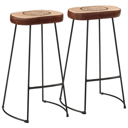LVHUIDEH Barhocker, 2er Set, Barstühle mit Fußstütze, Tresenhocker für Küche Esszimmer Bistros, Industrieller Stil, 44 x 37,5 x 78 cm, Metall-Gestell mit Leder- und Leinen-Bezug von LVHUIDEH