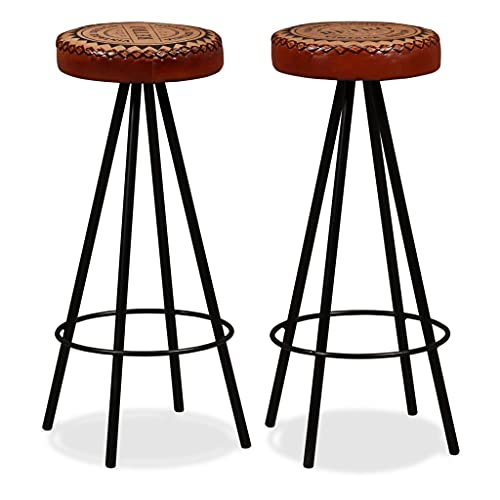 LVHUIDEH Barhocker, 2er Set, Barstühle mit Fußstütze, Tresenhocker für Küche Esszimmer Wohnzimmer Bistros, Industrie-Look, 30 x 30 x 76 cm, Echtleder + Stahl von LVHUIDEH