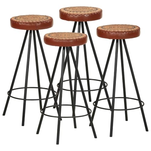 LVHUIDEH Barhocker, 2er Set, Barstühle mit Fußstütze, Tresenhocker für Küche Esszimmer Wohnzimmer Bistros, Industrie-Look, 30 x 30 x 76 cm, Echtleder + Stahl von LVHUIDEH