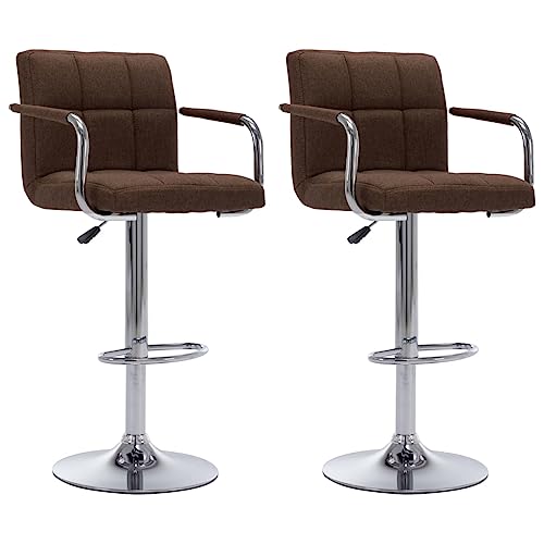 LVHUIDEH Barhocker, 2er Set, Barstühle mit Fußstütze, Um 360 Grad drehbar, Höhenverstellbar, Tresenhocker für Küche Esszimmer Bistros, Moderner Stil, 53 x 52 x (92-112) cm, Stahlrahmen + Stoff von LVHUIDEH