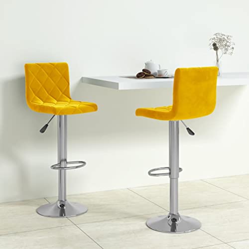 LVHUIDEH Barhocker, 2er Set, Barstühle mit Fußstütze und Rückenlehne, Höhenverstellbar, Tresenhocker für Küche Esszimmer Bistros, Moderne Stil, 40 x 43 x (90-111) cm, Samt + Stahl von LVHUIDEH
