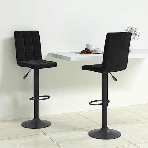 LVHUIDEH Barhocker, 2er Set, Barstühle mit Fußstütze und Rückenlehne, Höhenverstellbar, Tresenhocker für Küche Esszimmer Bistros, Moderne Stil, 40 x 52 x (102.5-124.5) cm, Samt + Stahl von LVHUIDEH