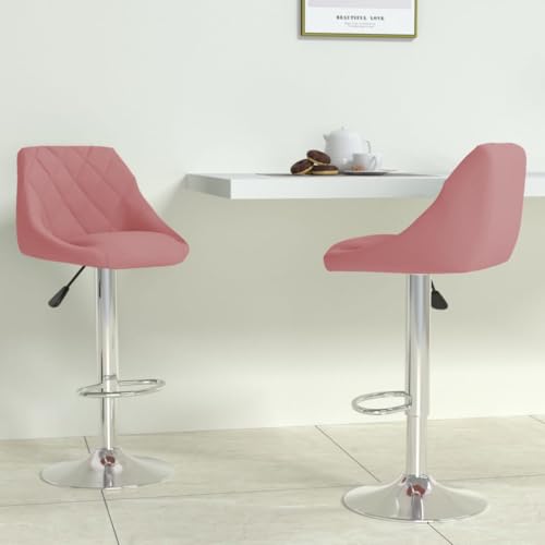 LVHUIDEH Barhocker, 2er Set, Barstühle mit Fußstütze und Rückenlehne, Höhenverstellbar, Tresenhocker für Küche Esszimmer Bistros, Moderne Stil, 46 x 44 x (82-103) cm, Samt + Stahl von LVHUIDEH