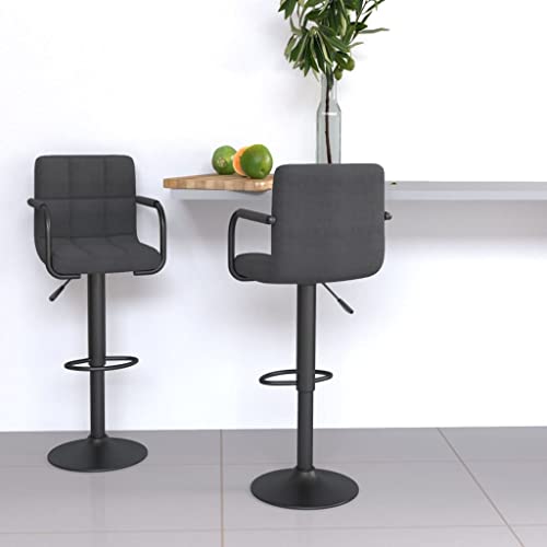 LVHUIDEH Barhocker, 2er Set, Barstühle mit Fußstütze und Rückenlehne, Höhenverstellbar, Tresenhocker für Küche Esszimmer Bistros, Moderne Stil, 48 x 47 x (90-111) cm, Stoff + Stahl von LVHUIDEH