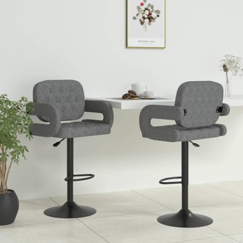 LVHUIDEH Barhocker, 2er Set, Barstühle mit Fußstütze und Rückenlehne, Höhenverstellbar, Tresenhocker für Küche Esszimmer Bistros, Moderne Stil, 58 x 50 x (93-115) cm, Stoff + Stahl von LVHUIDEH