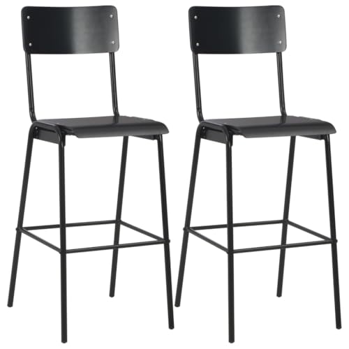 LVHUIDEH Barhocker, 2er Set, Barstühle mit Fußstütze und Rückenlehne, Tresenhocker für Küche Esszimmer Bistros, Industrieller Stil, 41.5 x 59 x 116.5 cm, Massives Sperrholz Stahl von LVHUIDEH