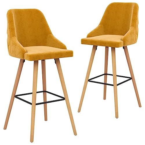 LVHUIDEH Barhocker, 2er Set, Barstühle mit Fußstütze und Rückenlehne, Tresenhocker für Küche Esszimmer Bistros, Moderner-Stil, 48 x 55 x 106 cm, Samt (100% Polyester), massives Buchenholz von LVHUIDEH