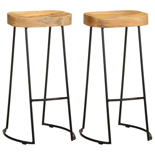 LVHUIDEH Barhocker, 2er Set, Barstuhl mit Fußstützen, Küchenstuhl für Küche Esszimmer, 41 x 44 x 76 cm, Mango Massivholz + Eisen von LVHUIDEH