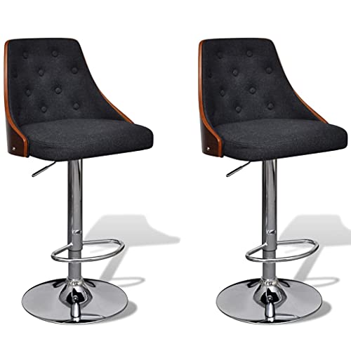 LVHUIDEH Barhocker, 2er Set, Barstuhl mit Fußstützen und Rückenlehne, Höhenverstellung, Küchenstuhl für Küche Wohnzimmer Esszimmer, 49 x 43 x (92,5-113) cm, Bugholz und Stoff von LVHUIDEH