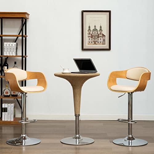LVHUIDEH Barhocker, 2er Set, Barstuhl mit Fußstützen und Rückenlehne, Höhenverstellung, Küchenstuhl für Küche Wohnzimmer Esszimmer, 49.5 x 50.5 x (87-108) cm, Bugholz und Kunstleder von LVHUIDEH
