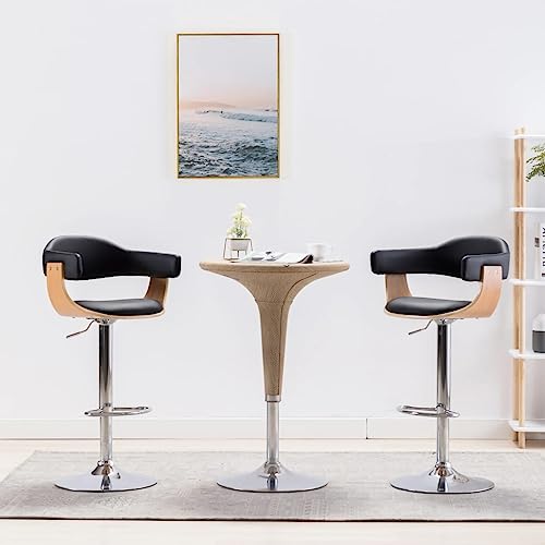 LVHUIDEH Barhocker, 2er Set, Barstuhl mit Fußstützen und Rückenlehne, Höhenverstellung, Küchenstuhl für Küche Wohnzimmer Esszimmer, 54 x 46,5 x (89-109,5) cm, Bugholz und Kunstleder von LVHUIDEH