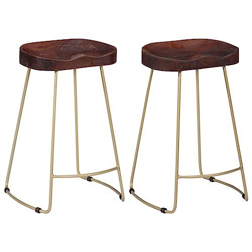 LVHUIDEH Barhocker, 2er Set, Retro Barstühle mit Fußstütze, Tresenhocker für Küche Esszimmer Wohnzimmer Bistros, 46 x 38 x 52 cm, Massivholz Mango von LVHUIDEH