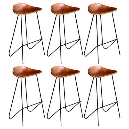 LVHUIDEH Barhocker, 6er Set, Barstuhl mit Fußstützen, Küchenstuhl für Küche Esszimmer, 42 x 45 x 86 cm, Echtziegenlederpolsterung + Eisenrahmen von LVHUIDEH