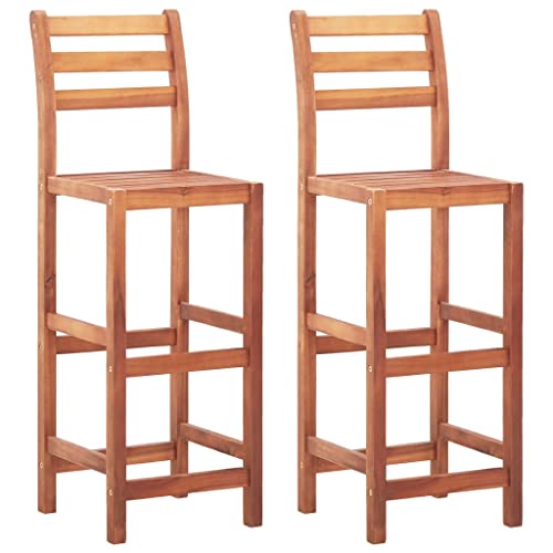 LVHUIDEH Barhocker 2er Set, Holz Barstuhl mit Fußstützen und Rückenlehne, Küchenstuhl für Küche Wohnzimmer Esszimmer, 40 x 36,5 x 110 cm, Massivholz Akazie von LVHUIDEH