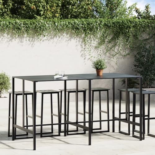 LVHUIDEH Bartisch Schwarz 200x100x110 cm Pulverbeschichteter Stahl von LVHUIDEH