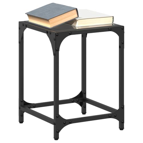 LVHUIDEH Couchtisch für Wohnzimmer Schlafzimmer oder Büro, 2er Set, Wohnzimmertisch mit Glasplatte, Sofatisch, Beistelltisch, Moderner Stil, 30 x 30 x 40 cm, Stahl und Glas von LVHUIDEH