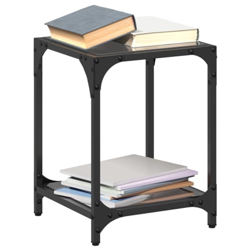 LVHUIDEH Couchtisch für Wohnzimmer Schlafzimmer oder Büro, 2er Set, Wohnzimmertisch mit Glasplatte, Sofatisch, Beistelltisch, Moderner Stil, 30 x 30 x 40 cm, Stahl und Glas von LVHUIDEH