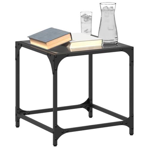 LVHUIDEH Couchtisch für Wohnzimmer Schlafzimmer oder Büro, 2er Set, Wohnzimmertisch mit Glasplatte, Sofatisch, Beistelltisch, Moderner Stil, 40 x 40 x 40 cm, Stahl und Glas von LVHUIDEH